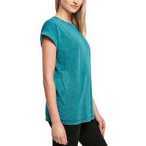 Camiseta de algodón con lavado ácido de talla grande con logotipo personalizado OEM, camiseta de manga corta con lavado ácido al por mayor para mujer con envío y entrega. - Product Image 2