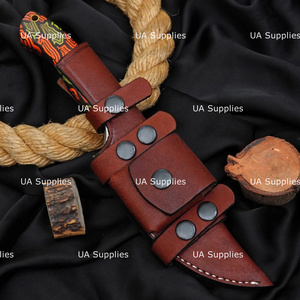 Couteau de camping industriel en gros UA Supplies, lame fixe en acier inoxydable, manche ergonomique en G10 Micarta, cuir - Product Image 6