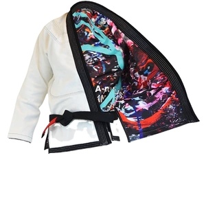 Jiu Jitsu GI unisex ศิลปะการต่อสู้สวมใส่กับสีขาวสีดำสีฟ้าสีเขียวเข้มพิมพ์รูปแบบหมายเลขศิลปะการต่อสู้ - Product Image 2