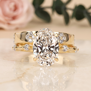 925 Sterling Silver Oval Cut Moissanite Open <b>Ring</b> <b>Set</b> with Clover Pave Band Luxury Fine Jewelry <b>for</b> <b>Women</b> Custom Wholesale Gifts - Product Image 1