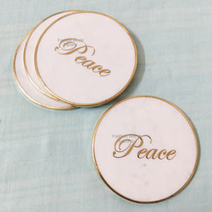 Dessous de verre en pierre blanche naturelle, lisses, durables et intemporels, avec mots de motivation, verres décoratifs. - Product Image 6