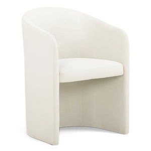 Modern White Tub Chair Upholstered <b>Armchair</b> Minimalist Accent Seat for Hotel Restaurant Dining Room - Product Image 1