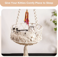 Hamac et coussin pour chat en macramé, motif uni, écologique, luxueux, avec housse amovible pour petits animaux