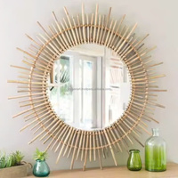 Miroir mural en rotin de haute qualité, fait main, écologique, style Art déco moderne vintage, décoration intérieure pour chambre à coucher, salon, importé