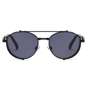 RTS 2025 personnalisé Vintage Steam Punk lunettes de soleil ronde en métal cadre avec des verres de protection UV pour hommes femmes tendance Y2K Design - Product Image 2