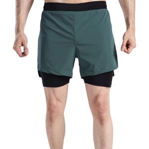 กางเกงออกกำลังกาย 2 in 1 สีเขียวอมฟ้าสำหรับผู้ชาย พร้อมซับในรัดรูปสำหรับวิ่ง ออกกำลังกาย เล่นกีฬา และฟิตเนส - Product Image 1