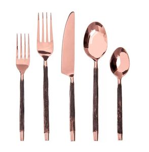 Juego de Cubiertos de Metal Estilo Francés con Mangos de Bronce, Juego de Cubiertos Vintage de 5 Piezas, Diseños Personalizables, Aptos para Contacto con Alimentos - Product Image 2