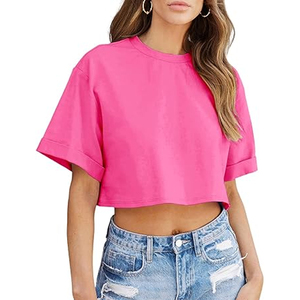 Fournisseur et fabricant de vêtements streetwear décontractés pour femmes, style européen, t-shirts courts surdimensionnés - Product Image 1