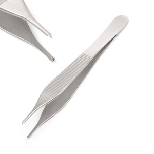 Veterinary Surgical Adson Tissue Forceps 12 cm / 4.7"/ 1x2 <b>Teeth</b> Stainless Steel Dressing Forceps Tweezers Medical Use - Product Image 1