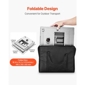 Fornello da Campeggio Portatile in Acciaio Inox con Griglia a 3 Livelli e Termometro, Stufa a Legna Pieghevole per Picnic - Product Image 5