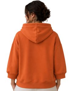 เสื้อฮู้ดดี้ผู้หญิงไซส์ใหญ่สีส้ม พิมพ์ลายกราฟิกตามสั่ง ผ้าฝ้ายฟลีซ เสื้อฮู้ดแบบสวมหัว สตรีทแวร์ลำลอง ทรงหลวมไหล่ตก - Product Image 2