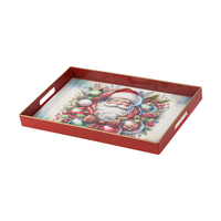 Plateau de service de Noël décoratif en laque de luxe moderne avec poignées pour table basse, en gros, du Vietnam