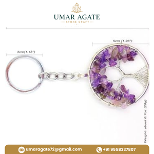 Porte-clés Arbre de Vie en Améthyste Naturelle, Breloque de Sac en Cristal, Cadeau Spirituel - Product Image 4