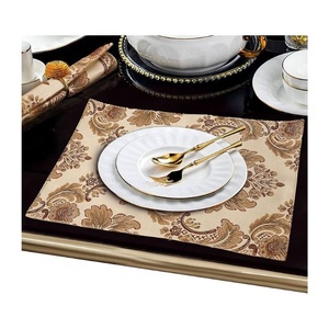 Silver Floral Jacquard Printed Custom Embroidered Unique Design 100% Organic Cotton Double Layer Coffee Dining Party <b>Table</b> <b>Mats</b> - Product Image 6