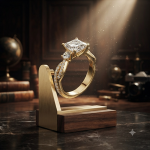 Yellow Gold Asscher Cut Lab Grown <b>Diamond</b> Split Shank Engagement <b>Ring</b> for Women Bridal Wedding Jewelry - Product Image 1