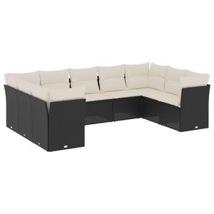 Conjunto de Sofá de Jardín con Reposabrazos Ajustables Grandes en Ratán Sintético Negro - Product Image 2