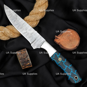 Couteau de Bushcraft à Lame Fixe en Acier Damas, Pointe Tombante, Manche G10 Micarta, Longueur Totale 10, pour Camping en Plein Air - Vente en Gros UA Supplies - Product Image 2