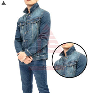 Precio al por mayor Chaquetas de mezclilla personalizadas con logo en azul y negro, chaqueta de mezclilla de algodón con forro de piel, ropa de calle para hombre - Product Image 6