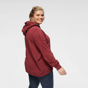 Sweat à capuche personnalisé en molleton épais et surdimensionné pour femme, grande taille, couleur bordeaux, coupe ample et décontractée, idéal pour l'hiver - Product Image 4