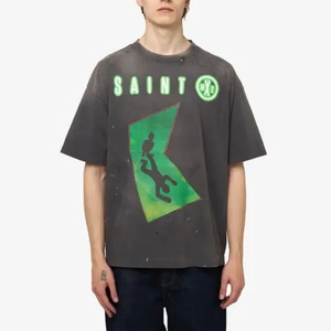 T-shirts de luxe Saint Men Hip Hop personnalisés de marque, imprimés graphiques de haute qualité, manches courtes, effet délavé vintage, vente en gros - Product Image 4