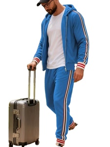 Hooded 100% Cotton Terry Knitted Two-Piece Winter Streetwear Men's Tracksuit Set Stylish Comfortable Long Sleeve Full-Zip Quick - Product Image 2