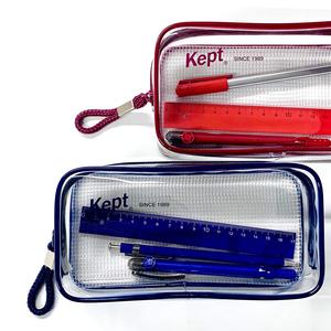 Estuche para lápices transparente de gran capacidad Raymay Fujii Keep Clear, de malla de PVC con fuelle y cremallera larga - Product Image 3