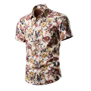 Nouvelle chemise formelle à manches courtes pour homme, 100 % coton, imprimé floral 3D, col rabattu, coupe ajustée, vente en gros, OEM, orientée vers l'exportation - Product Image 2
