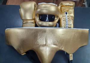 Custom Logo Premium Cowhide Leather Sparring Boxing <b>Gloves</b> MMA Training Nose Bar Head Guard And Groin Protector Cup - Product Image 2