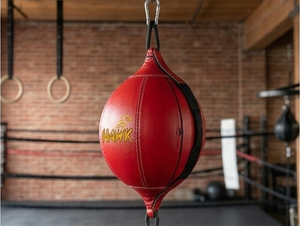 Ballon de vitesse double extrémité Hawk en cuir PU rouge, équipement d'entraînement de boxe suspendu KLTW INT'L KL-DEB-001, installation facile - Product Image 3
