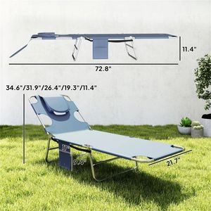 Two-Piece Gray Outdoor Lounge Chair Set Sunbathing Armchair with Comfortable Design - Product Image 6