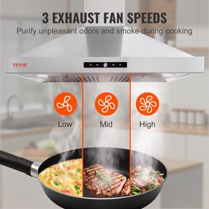 Tappa a parete da 30 pollici canalina per camino in stile stufe da cucina con filtro permanente in acciaio inossidabile Ventola di scarico a 3 velocità 2 - Product Image 4