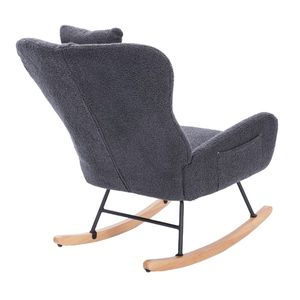 Poltrona a dondolo ecologica grigio scuro con schienale alto per soggiorno - Product Image 5