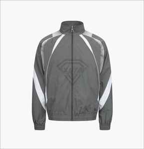 Premium Gray Tracksuit Men Custom Windbreaker Set Contrast Panel Design Sports <b>Jacket</b> Jogger Pants OEM Manufacturer Bulk Sale - Product Image 2