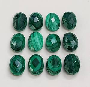 Malachite naturelle facettée ovale en forme de briolette, pierre précieuse en vrac pour la fabrication de bijoux, pierre verte - Product Image 3