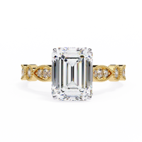Bague de fiançailles classique en diamant de laboratoire taille émeraude, monture à griffes en or 10K, tendance, certifiée IGI, pour usage quotidien, marque personnalisée