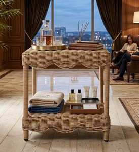 Handwoven Wicker Rattan <b>Table</b> Boho Coastal Nightstand End <b>Table</b> for Living Room Bedroom <b>Small</b> Space Furniture from Vietnam - Product Image 4