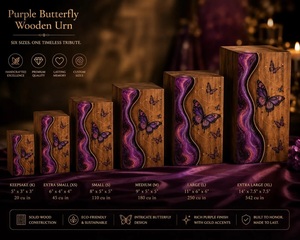 Handcrafted American Style Wooden Urn <b>Box</b> Brown Butterfly Resin Art <b>Memorial</b> Keepsake Personalized Eco-Friendly Durable - Product Image 3
