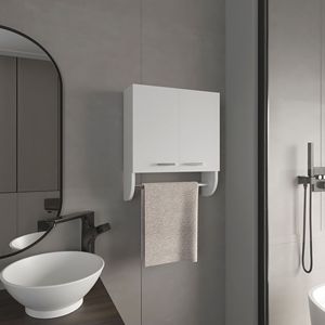 Armadietto per medicinali bianco da 20,30 pollici con 2 ripiani e 2 ante, incluso portasciugamani - Product Image 1