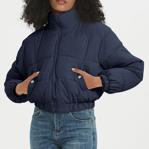 <b>Cropped</b> <b>Puffer</b> <b>Jackets</b> for Ladies Plus Size Winter Wear Short Bubble Coat Style 100% Polyester Detachable Collar - Product Image 1