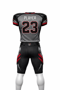 Custom American Football Uniform Set Men’s Grey Black Red Jersey & Pants Breathable Polyester Training Team Sports Wear - Product Image 4