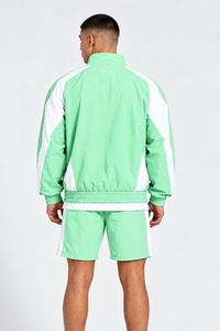 Veste coupe-vent légère vert menthe pour homme et ensemble short assorti, tenue de sport personnalisée, survêtement athlétique décontracté, ensemble deux pièces - Product Image 2