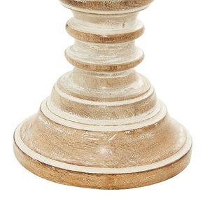 Ensemble de 2 porte-bougies en bois vieilli, style rustique, pour bougies piliers, décoration de table à la maison - Product Image 2