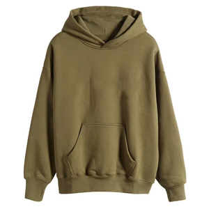 Sudadera con Capucha para Hombre, Color Verde Claro, Corte Regular, Color Sólido, Informal, Tejida, Manga Larga, con Bolsillos, para Otoño - Product Image 4