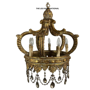 Hotel American <b>Ceiling</b> Antique Color Metal Crown Design Luxury Europe Other Home Decor Pendant <b>Light</b> Crystal Chandelier - Product Image 1