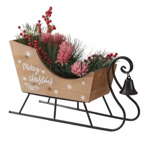 Luxury Style High on Demand Wooden <b>Christmas</b> Sleigh for <b>Table</b> Top Decoration Vintage Natural Finished <b>Christmas</b> Sledge Ornament - Product Image 1
