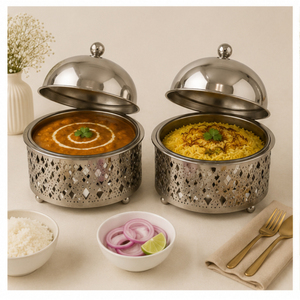 Casserole de Luxe en Acier Inoxydable avec Design Découpé au Laser et Couvercle Dôme pour Buffet de Mariage et Maintien au Chaud des Aliments - Product Image 6