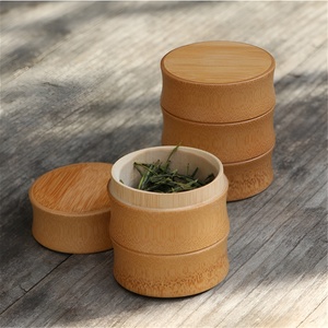 Bamboo tube box for sale <b>tea</b> <b>matcha</b> spice jar canister natural lidded tubes teaware accessories - Product Image 5