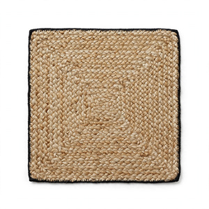 Alfombra Tejida a Mano de Yute Cuadrada, Antideslizante, Estilo Bohemio Natural, para Sala de Estar, Exportación desde BD - Product Image 3
