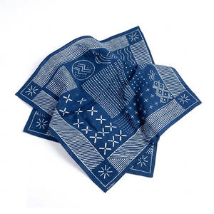 Écharpe bandana carrée en toile de coton 100% premium, teinte naturelle, faite à la main, style japonais Shibori, accessoire pour cheveux - Product Image 2