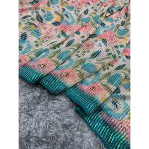 Sari de ropa de boda de diseñador con trabajo de bordado de secuencia - Product Image 2